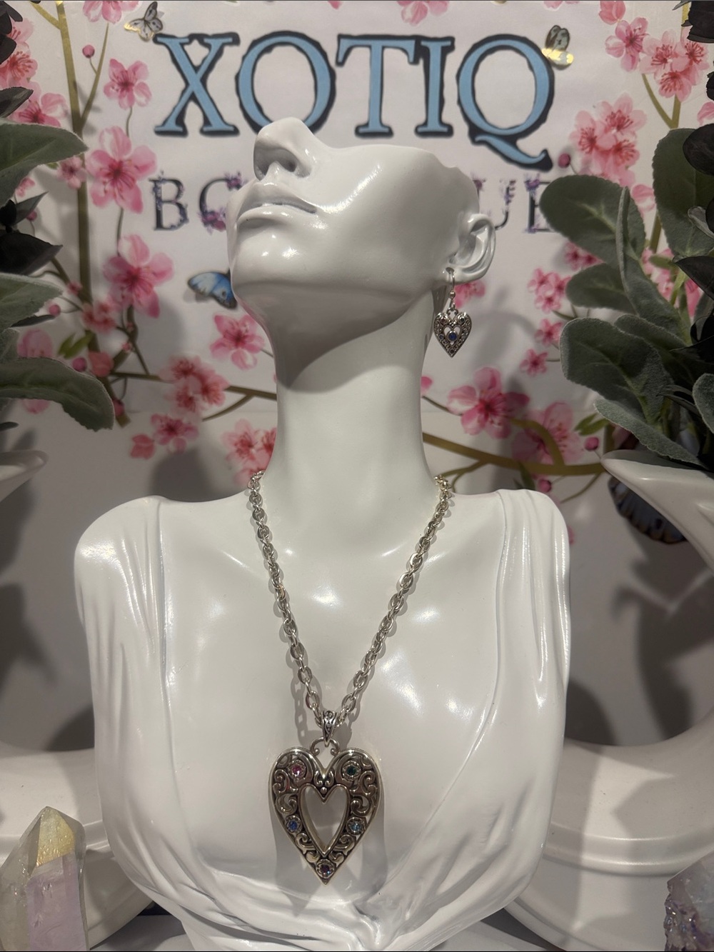 🆕💎RARE SET! BRIGHTON VTG SLVR ‘ELORA GEMS’ Swarovski Crystal Necklace + Earrings